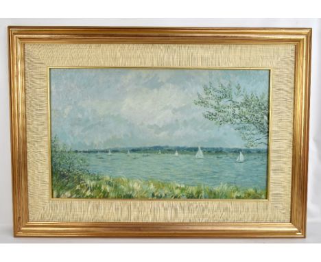 PAUL CHAFRET; oil on board, 'Regatta Argenteuil 1938', signed and inscribed verso, 38 x 63cm, framed.Additional InformationTh