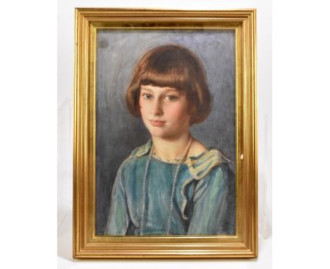 ATTRIBUTED TO WILLIAM WIGLET; watercolour, portrait of a girl wearing a beaded necklace, signed in pencil verso, 49 x 33.5cm,