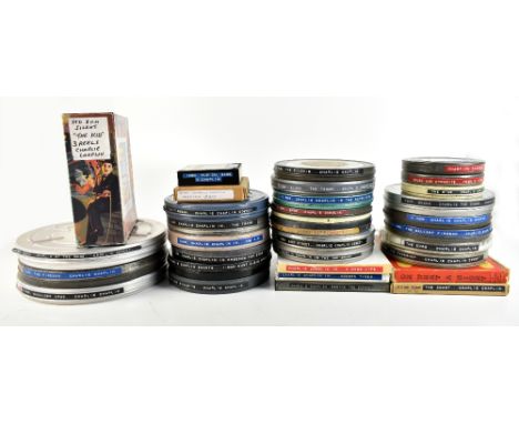 FILM/CINEMA & PROJECTION INTEREST; a collection of Charlie Chaplin film reels in 8mm, 9.5mm and 16mm formats including Charli