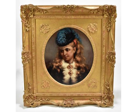ALICE RENSHAW; oil on canvas, portrait study of a young woman, signed, 33 x 27.5cm, framed.Additional InformationThe image ha