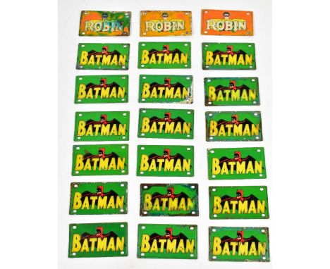 MARX; nineteen 'Batman' and three 'Robin' enamelled tin signs, all marked to reverse, each 5.7 x 10.1cm (22).Additional Infor