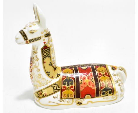 ROYAL CROWN DERBY; an animal form paperweight 'Llama', made exclusively for the&nbsp;Royal Crown Derby Collector's Guild, com