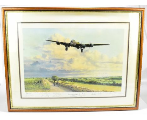 ROBERT TAYLOR; a limited edition coloured print, 'Early Morning Arrival', signed by the artist and Bomber Command Air Crew in