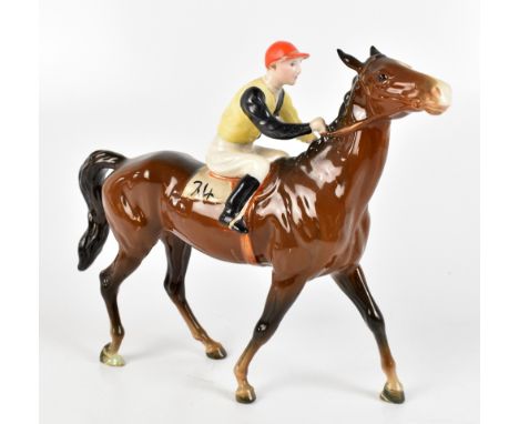 BESWICK; a model of a jockey on horseback,&nbsp;height 21cm.Additional InformationMinimal wear, but good condition.&nbsp;Due 