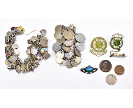 MARPLES &amp; BEASLEY (PROBABLY); an Art Nouveau Edward VII hallmarked silver and enameled brooch with central blue and green