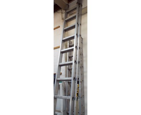 A 13 rung double extending aluminium ladder 