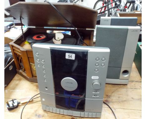 A JM3 Music system and a record deck., radio CD deck in an old style radio case 