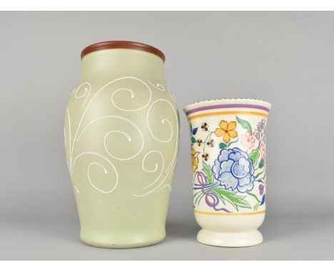 A Large Denby Ferndale Vase, 31cm high Together with a Poole Vase, 21cm High
