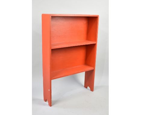 A Red Painted Two Shelf Open Bookcase, 61cms Wide