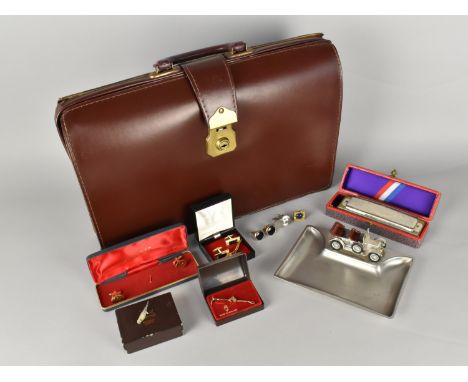 A Collection of Various Items to Comprise Cased Hohner Super Chromonica, Cufflinks, Document Case etc