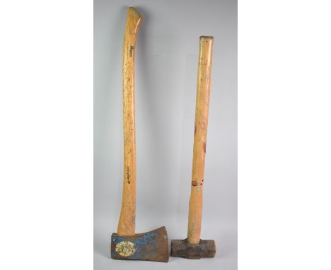 A Hickory Shafted Sledgehammer and an American Hickory Shafted Axe