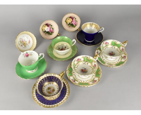 A Collection of Various Cabinet Cups and Saucers to Include Royal Staffordshire Cup and Saucer with Floral Motif on Blue and 