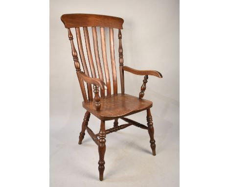 An Elm Seated Vintage Kitchen Armchair