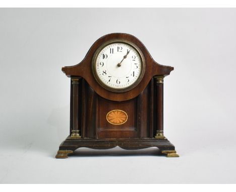 A Mid 20th Century Ormolu Mounted Mantel Clock with Clockwork Movement, One Pilaster Requires Refixing, 23cms High