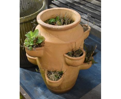 A Mid 20th Century Glazed Stoneware Strawberry Planter, 61cms High