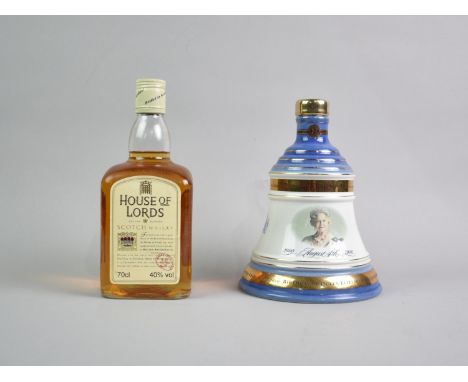 A Single 70cl Bottle of House of Lords Whisky and a Full Bells Commemorative Decanter for the Birthday of The Queen Mother