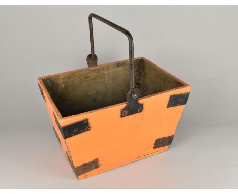 A Vintage Painted Wooden Rectangular Trug or Bucket, 35x26cms