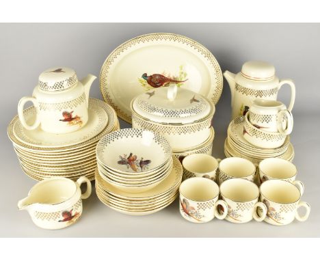 A Large J &amp; G Meakin Trend 'Pheasant' Pattern Fifty Piece Service to Comprise Plates Cups, Saucers, Teapot, Tureens etc