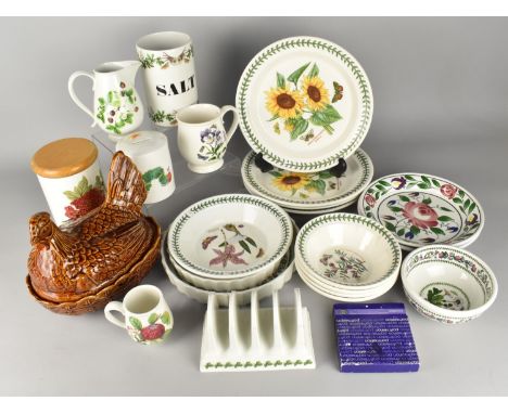 A Collection of Various Portmeirion to Comprise Botanic Garden Plates, Bowls, Pomona Toast Rack, Treacle Glazed Egg Crock, St