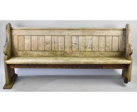 A Late 19th/Early 20th Century Pitch Pine Chapel Pew with Rear Bookrest, 182cms Long, Condition Issues