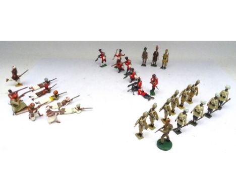 British Indian Army New Toy Soldiers with Maxim and Lewis Guns engaging ten Frontier Tribesmen including one repainted Deetai