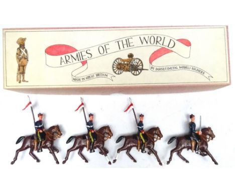 Home service Dorset 9th Lancers, drill order with original box, Lancer 4th Hussars galloping Maxim, Blenheim and Lancer Lance
