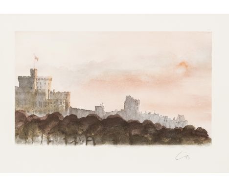 δ HRH Prince of Wales (b.1948)Windsor Castle North AspectLithograph printed in colours, 1991, signed and dated in pencil, sta