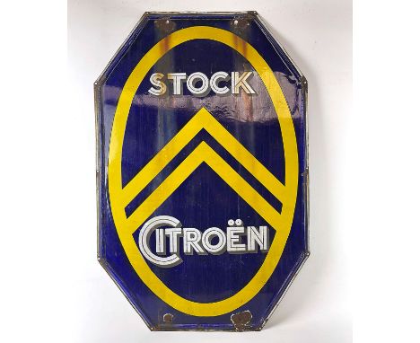 Stock Citroën Enamel Advertising Sign Height: 110 cm. Width: 74 cm. Depth: 0,2 cm. Condition: Good. Location: The Netherlands