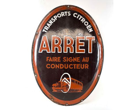 Arrét Enamel Advertising Sign Height: 83 cm. Width: 61 cm. Depth: 0,2 cm. Condition: Good. Location: The Netherlands, Tilburg