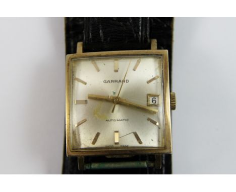 9ct gold Garrard square faced wristwatch commemerating 25 years service at Vauxhall Motors