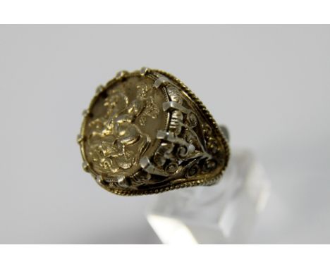 Gents silver St George ring, size Y