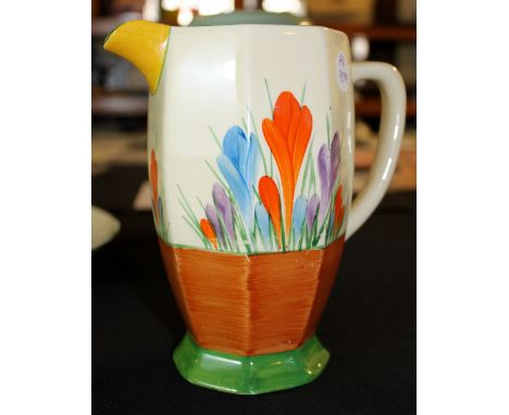 Clarice Cliff Crocus octagonal jug, 17cm