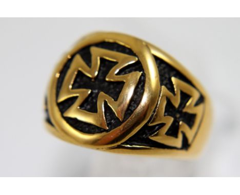 Yellow metal German Masonic ring, size Z
