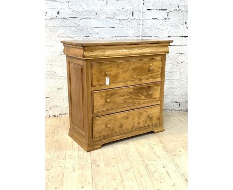 A Victorian style satinwood chest fitted with cushion frieze drawer over three graduated drawers, raised on bracket supports,