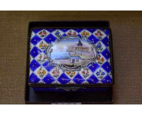 A late 18th/early 19th century Continental enamel casket, 9cm wide.&nbsp; 