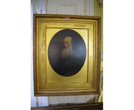 British School, 19th century, bust length portrait of a bearded gentleman, oil on canvas, 39 x 32cm in an oval mount.&nbsp;&n