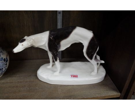 A Goldscheider pottery greyhound,&nbsp;29cm wide. 
