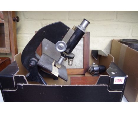 An old monocular microscope, by C Baker; and a small quantity of further items.&nbsp; &nbsp;&nbsp; 