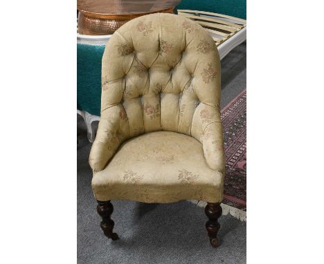 A Victorian Turned Leg Nursing Chair, with button back 