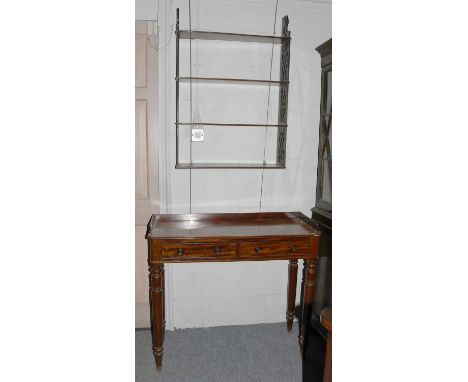 A 19th Century Mahogany Four-Tier Hanging Shelf, with pierced fretwork sides, 67cm by 18cm by 95cm, together with A 19th Cent