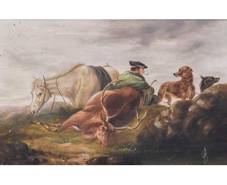 Follower of Richard Ansdell (1815-1885) After the stag hunt Oil on canvas, 29cm by 44.5cmProvenance: The Selected Contents of