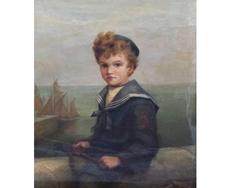 Follower of Frederick Morgan (1847-1890) Little sailor boy Oil on canvas, 52cm by 42.5cmLabel verso purchased from James Thom