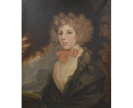 After George Romney (1734-1802) Portrait of an elegant lady, possibly Mrs Mark Currie Oil on canvas, 74cm by 61cmProvenance: 
