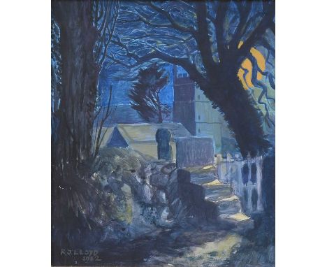 Reginald James Lloyd (1926-2020)Church at MoonlightSigned and dated 1982, together with a lithograph by the same hand "Garlan