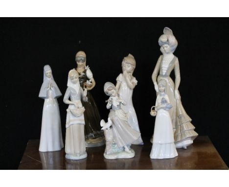 SPANISH PORCELAIN - 7 Spanish porcelain female figures to include the makes Lladro, Nao, Miquel Requena S.A (3), Porceval Vil