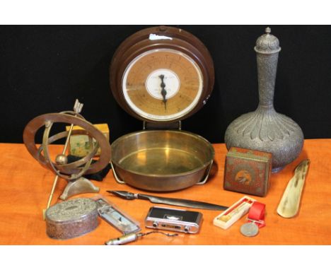 MISCELLANEOUS - a collection of items to include a 1939-1945 British War Medal, a brass armillary sundial, a West German Salt