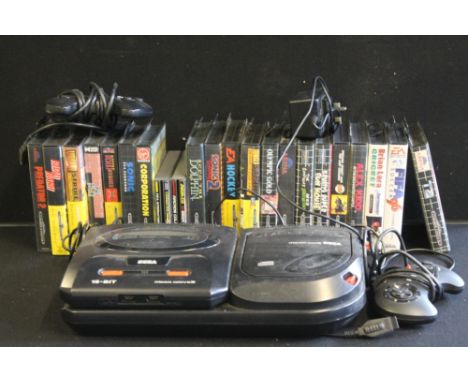 SEGA - a Sega Mega-CD console with Sega Mega Drive II, 2 controllers and 22 games.