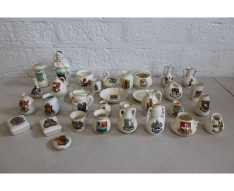 CRESTED WARE - 35 pieces of crested ware, 7 Goss; others Goss-like Carlton, Tuscan and Arcadian. Lot includes 2 pieces from t