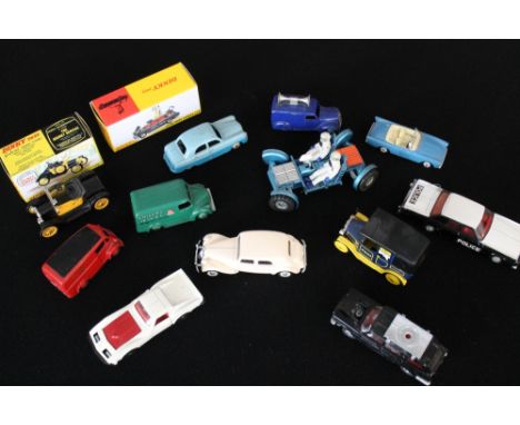 DINKY - 12 loose Dinky vehicles to include Gabriel Model T Ford with replica box, a Pathe News Camera car (partially restored