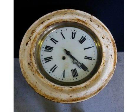 STATION CLOCK - a vintage station clock with fusee movement and original dial covered by replacement.